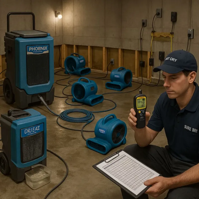 Structural Drying and Dehumidification process in Pine Island, MN